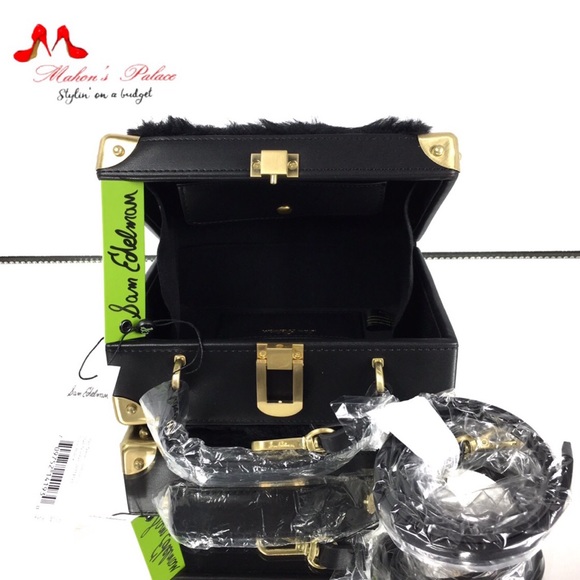 Sam Edelman Black Faux Leather/Fur Shoulder Bag - Picture 4 of 8